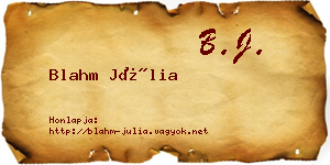 Blahm Júlia névjegykártya